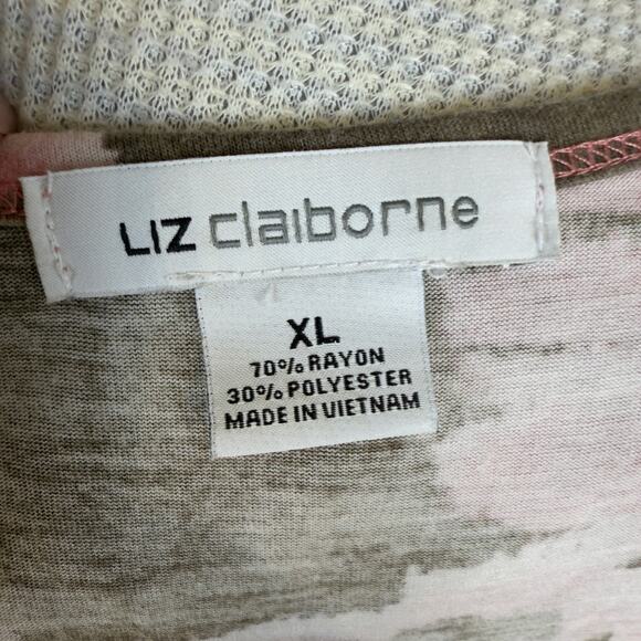 Liz Claiborne women’s sz. XL pink & brown top. Stretch knit summer, fall 4165 - Picture 7 of 9